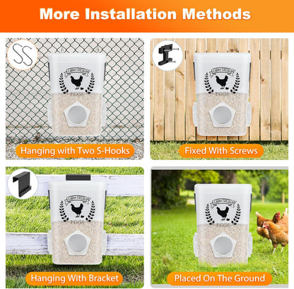 TGEYD Backyard Chicken Feeder & Waterer Set – No-Waste Feeding Station for Coop & Run, Gravity Water Cups, Feed Storage Container (3 Gal/15 LB)
