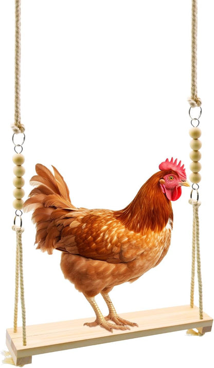 Chicken Swing Toy, Chicken Toy, Wood Chicken Swing Toy, Wood Chicken Swing for Chickens Rooster Poultry Parrots