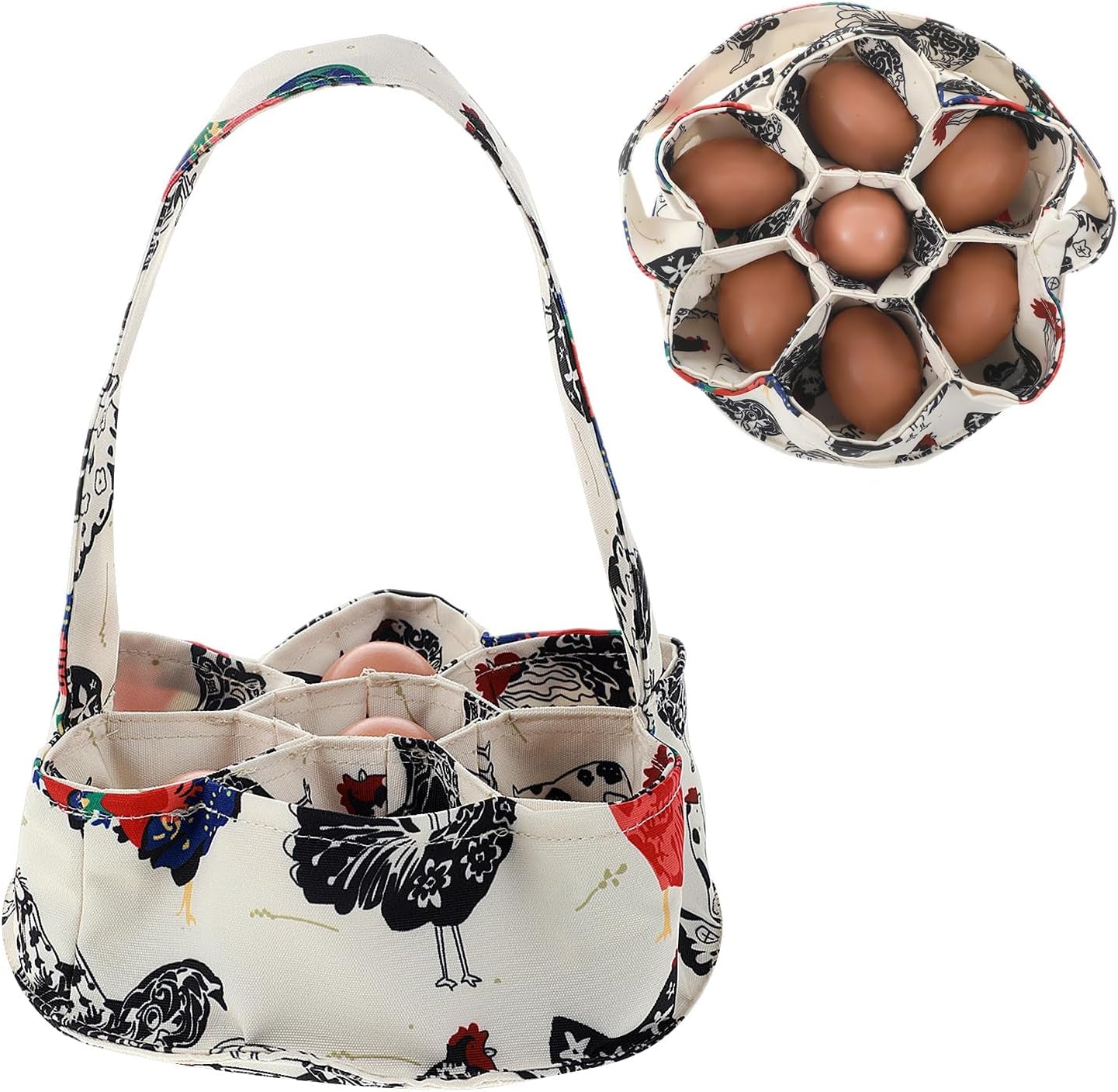 Egg Collection Basket, Egg Bags, Portable Eggs Carrier, Eggs Gathering Basket with 7 Pouches for Home Garden Farm Use