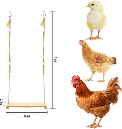 Chicken Swing Toy, Chicken Toy, Wood Chicken Swing Toy, Wood Chicken Swing for Chickens Rooster Poultry Parrots