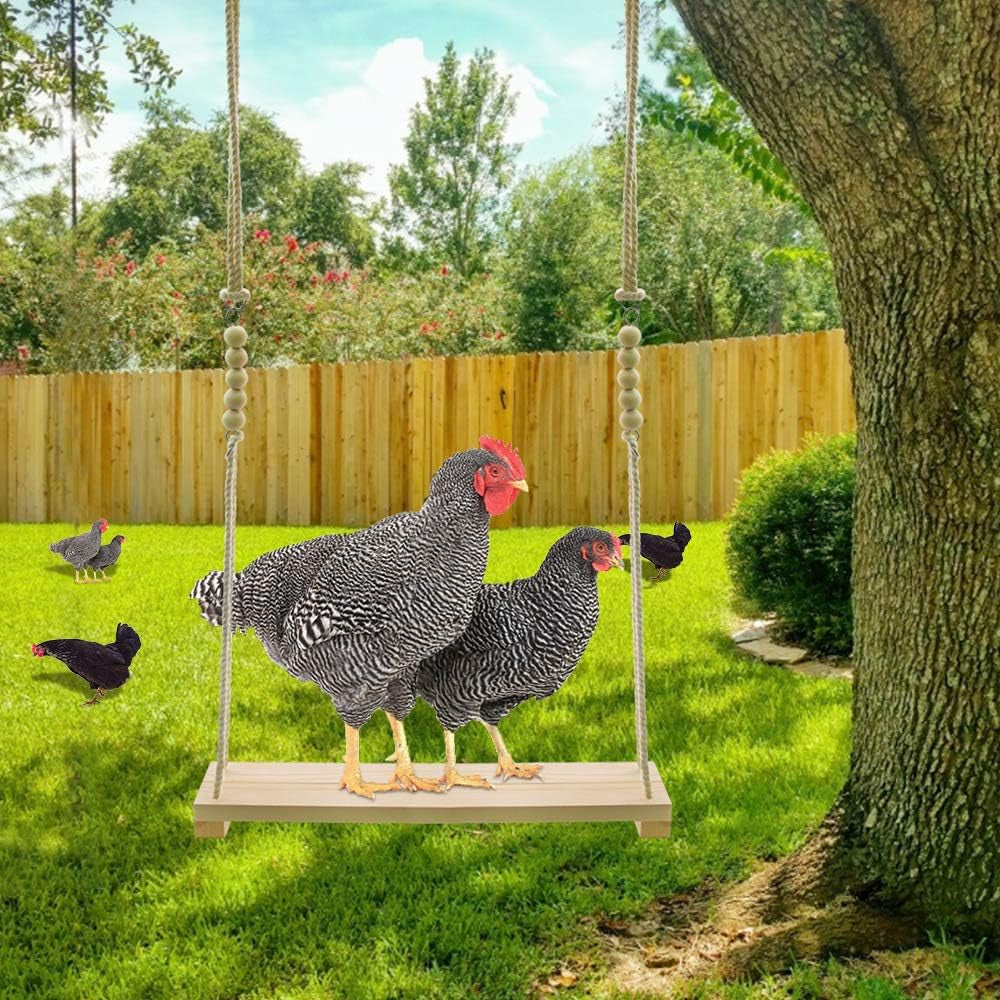Chicken Swing Toy, Chicken Toy, Wood Chicken Swing Toy, Wood Chicken Swing for Chickens Rooster Poultry Parrots