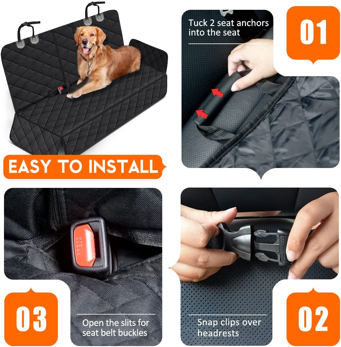 Dog Car Seat Cover, Back Seat Cover for Dogs