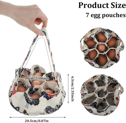 Egg Collection Basket, Egg Bags, Portable Eggs Carrier, Eggs Gathering Basket with 7 Pouches for Home Garden Farm Use